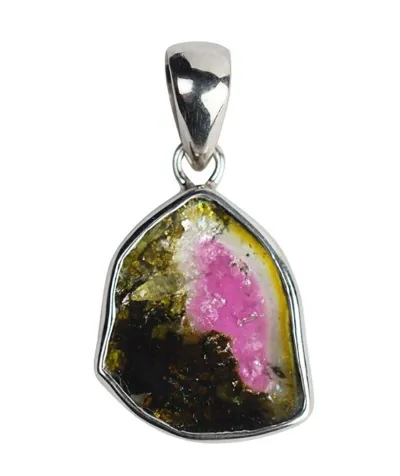 Wassermelonenturmalin Turmalin Edelstein Silberfassung Scheibe