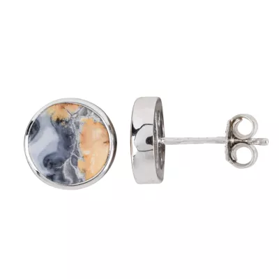 Jaspis Maligano Ohrstecker 925 Silber rhodoniert