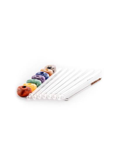 Trinkhalm Crystal Straw | ALL7 SET Amethyst | Turmalinquarz | Sodalith | Aventurin | Orangencalcit | Karneol | Roter Jaspis