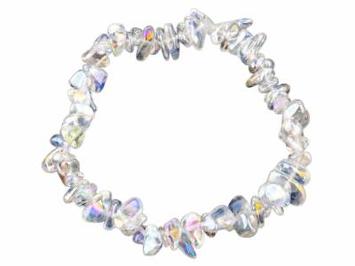 Angel Aura Bergkristall Edelstein Splitter Elastik Armband Stretcharmband irisierend