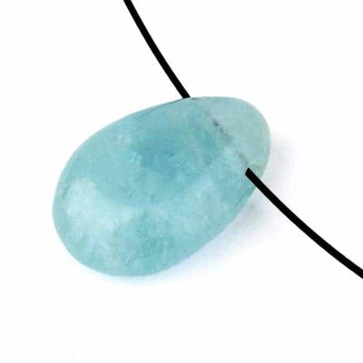 Aquamarin Trommelstein blaugrün Edelstein Anhänger gebohrt Top Qualität
