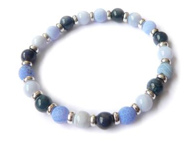 Chalcedon Dumortierit Achat Edelstein Stretch Armband Größenwahl