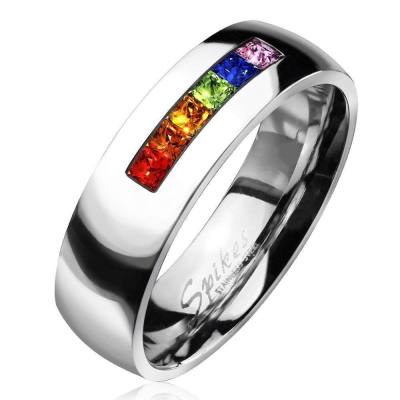 Edelstahl silber Finger Ring Regenbogen