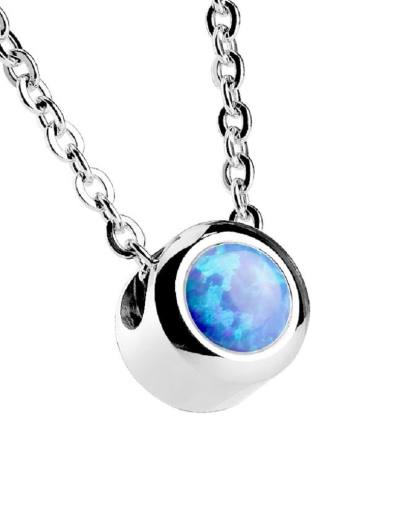 Opal blau Anhänger mit Edelstahl Halskette 46 cm