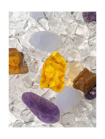 Wasserspender Grande | PRANA Amethyst - Chalcedon - versteinertes Holz - Bernstein - Bergkristall