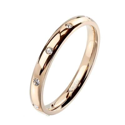 Edelstahl roségold Finger Ring mit Kristallen