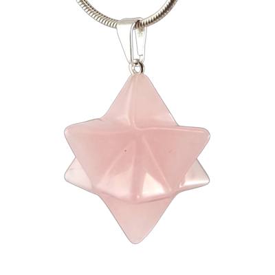 Rosenquarz rose rosa Merkaba Sterntetraeder Silber Anhänger