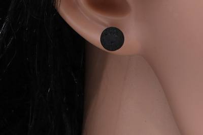 Lava schwarz Kugel Ohrstecker Echtsilber vergoldet