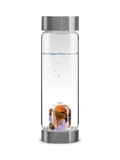 Trinkflasche ViA | FÜNF ELEMENTE Amethyst - Chalcedon - versteinertes Holz - Rosenquarz - Ozean Jaspis