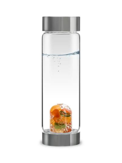 Trinkflasche ViA | GLÜCKSMOMENTE Jade (Nephrit) - Karneol - Orangencalcit - Bergkristall