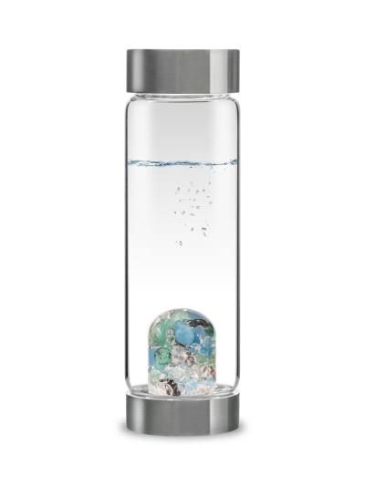 Trinkflasche ViA | LEBENSKRAFT Smaragd · Aquamarin · Rauchquarz · Bergkristall