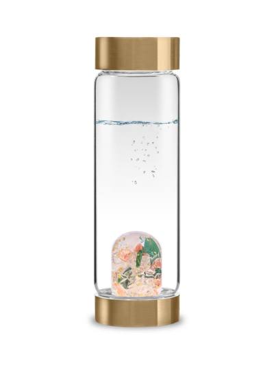 Trinkflasche ViA | SHINE BRIGHT 24k Gold  · Rhodochrosit · Aventurin · Rosenquarz · Bergkristall