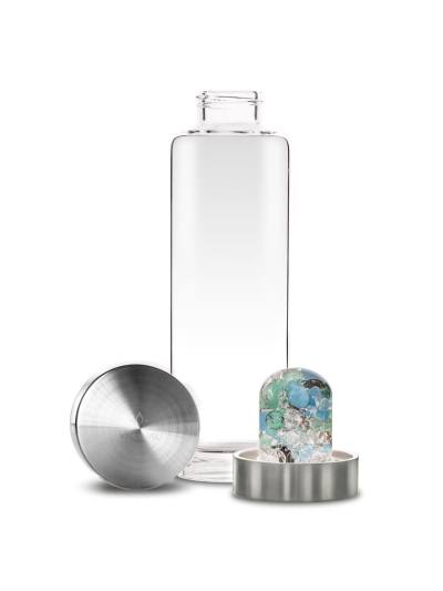 Trinkflasche ViA | LEBENSKRAFT Smaragd · Aquamarin · Rauchquarz · Bergkristall