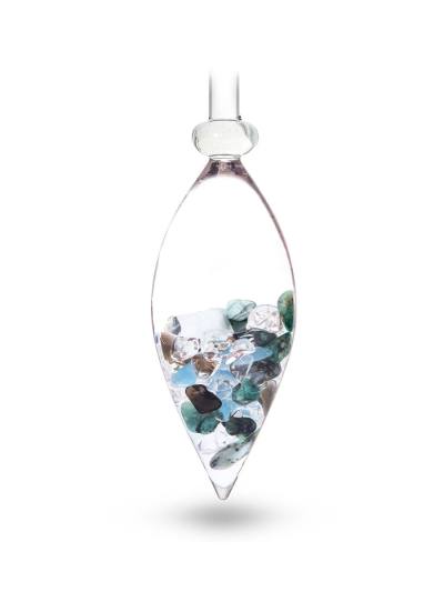Edelsteinstab Phiole | LEBENSKRAFT mit Smaragd · Aquamarin · Rauchquarz · Bergkristall