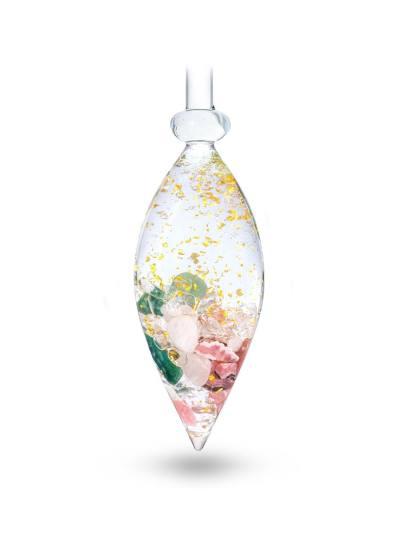 Edelsteinstab Phiole |  SHINE BRIGHT mit 24k Gold  · Rhodochrosit · Aventurin · Rosenquarz · Bergkristall