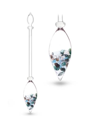 Edelsteinstab Phiole | LEBENSKRAFT mit Smaragd · Aquamarin · Rauchquarz · Bergkristall
