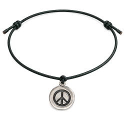 Ziegen Lederband Fußkettchen Peace Charm größenverstellbar Farbwahl