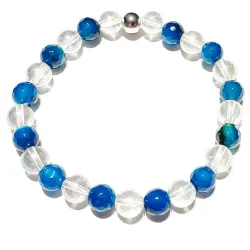 Achat blau mit Angel Aura Edelstein Stretch Armband Größenwahl