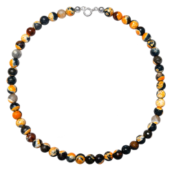 Achat sunset Edelstein Kugelkette Halskette Collier Kette gelb orange schwarz