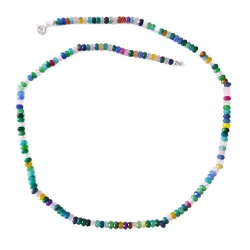 Achat multicolor bunt Edelstein Button Kette Halskette facettiert