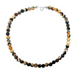 Achat sunset Edelstein Kugelkette Halskette Collier Kette gelb orange schwarz