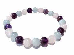 Aquamarin Amethyst Rosenquarz Edelstein Stretch Armband