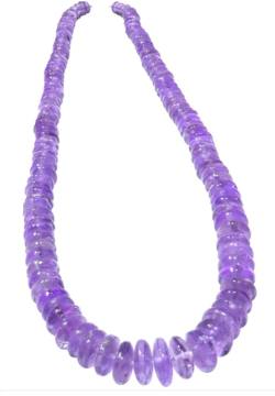 Amethyst Button im Verlauf violett Edelstein Kette Halskette Verlängerung
