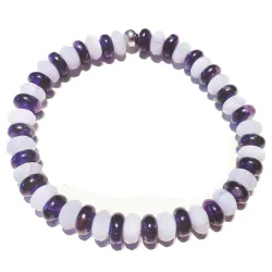 Amethyst violett Chalcedon hellblau Edelstein Stretch Armband Längen Wahl