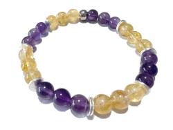 Amethyst Citrin gelb violett Echtsilber Edelstein Heilstein Armband Längenwahl