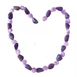 Amethyst violett Duo Natur Edelsteinkette Rohsteine hell Trommelsteine