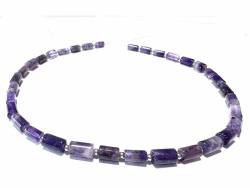 Amethyst violett Walzen Edelstein Kette Echtsilber Perlen Halskette Längenwahl