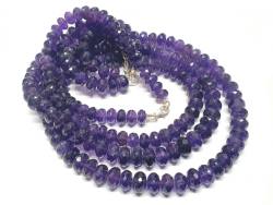 Amethyst facettiert Button Edelsteinkette Halskette violett Kette