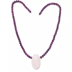 Amethyst facettiert Edelstein Halskette mit Rosenquarz oval Anhänger