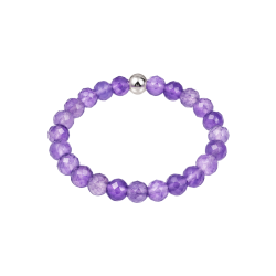 Amethyst violett Finger Ring Echtsilber Elastikband dehnbar