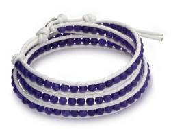 Amethyst violett Mehrstrang Leder Armband weiß größenverstellbar