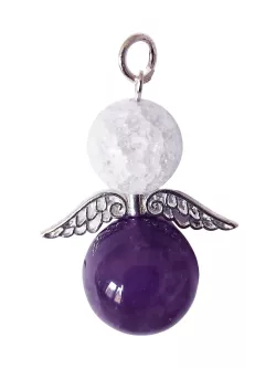 Schutzengel Edelstein Amethyst violett Bergkristall weiß Anhänger