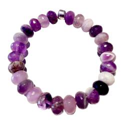 Amethyst facettiert Button Edelsteinarmband Armband violett Stretcharmband Längen Wahl