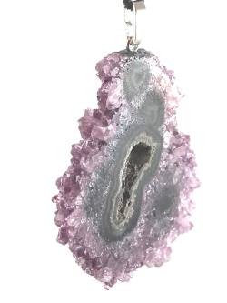 Amethyst Chalcedon Rosette aus Stalakit Rohstein Silberanhänger Kettenanhänger Anhänger groß