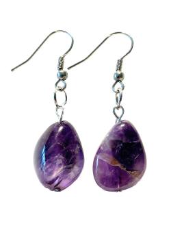 Amethyst Naturform Edelstein Ohrringe Ohrhänger Silber oder Chirurgenstahl