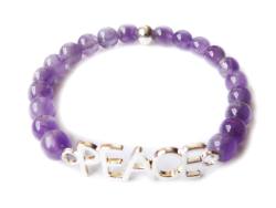 Amethyst PEACE Edelstein Stretch FRIEDEN Armband