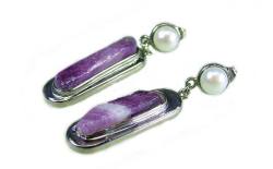 Amethyst Perle Edelstein Ohrringe Ohrstecker Echtsilber