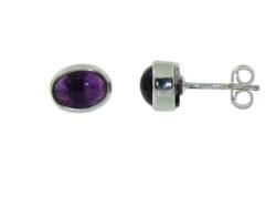 Amethyst Edelstein Ohrstecker oval Echtsilber