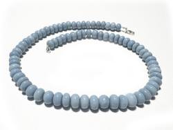 Angelit Anhydrit Edelstein Button Halskette blau 45cm