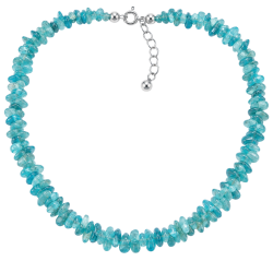 Apatit Edelstein Heilstein Splitter Kette Halskette blau-grün