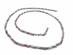 Edelstein Brillenkette Apatit blau Sonnenstein rotorange Echtsilber Brillenband Längenwahl