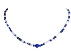 Chalcedon Saphir Lapislazuli blau Edelstein Kette Halskette Collier