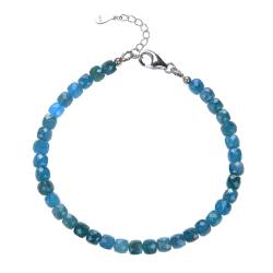 Apatit Edelstein Würfel Designer Armband blau rhodoniert größenverstellbar