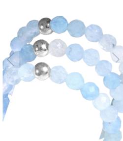Aquamarin hellblau Finger Ring Echtsilber Elastikband dehnbar