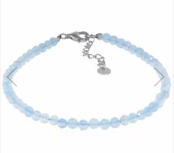 Aquamarin facettiert Edelstein Kugel Armband Silber