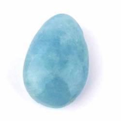 Aquamarin Trommelstein blau Edelstein Anhänger gebohrt mit Band Top Qualität